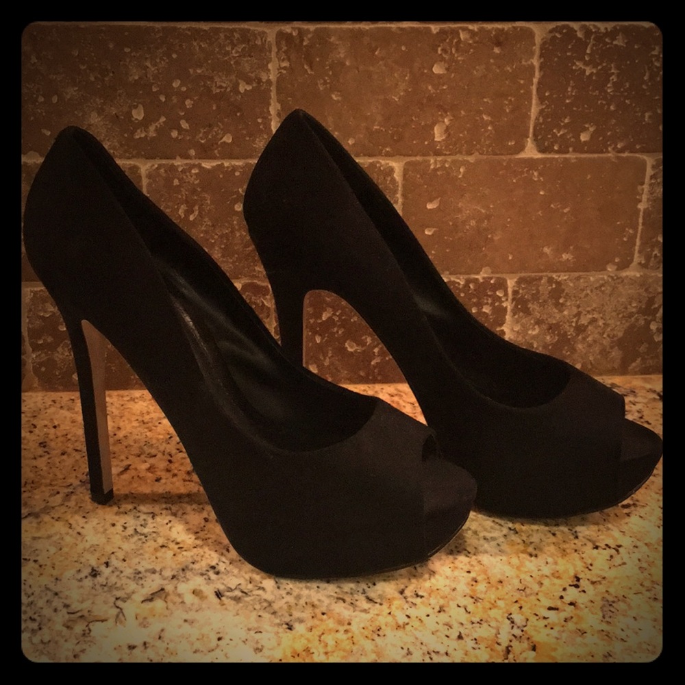Aldo Velvet Peep Toe Pumps